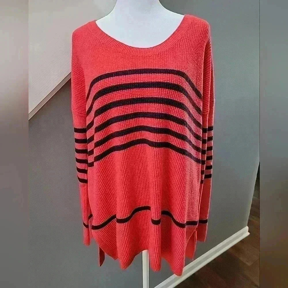 Gap Wool Blend Long Sleeve Waffle Knit Sweater Size Large Oversized Nautical